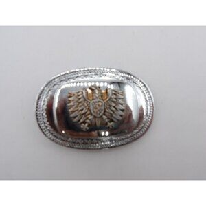 Belt Buckle Stainless w brass toned Eagle & Shield attached unbranded
